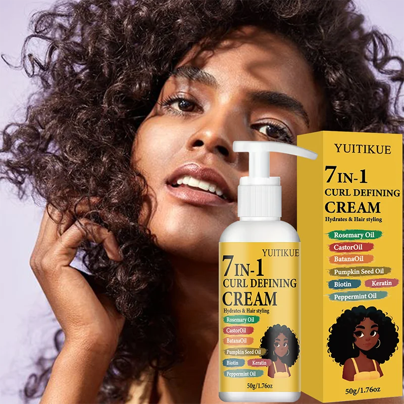 7 in 1 Curl Defining Hair Styling Cream with Rosemary and Castor Oil 50g