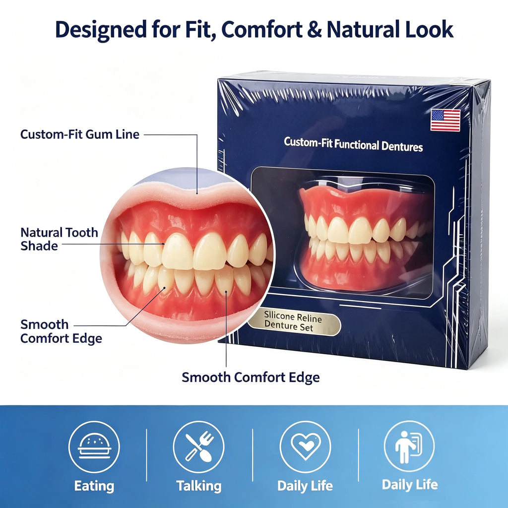 Full-Mouth Silicone Denture Set for Natural Smile