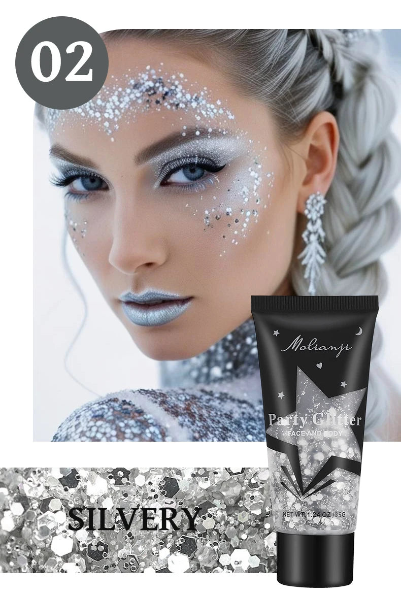 Molianji Glitter Gel Face and Body Shimmer Makeup for Parties