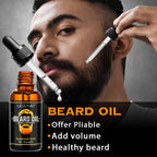 Beard Grooming Kit Sandalwood Beard Oil Balm and Black Shampoo Soap