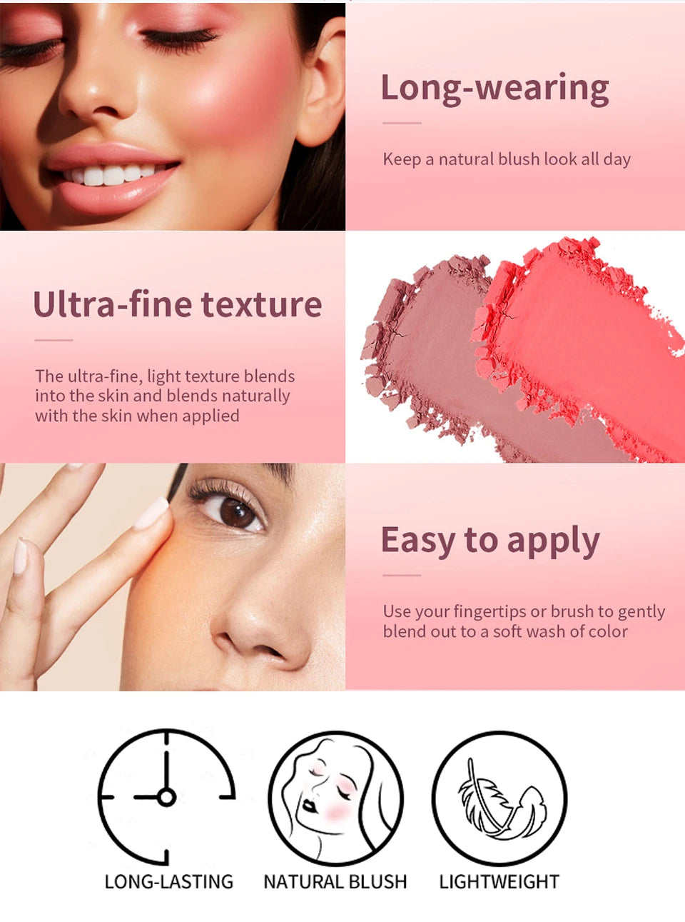 Embossed Matte Blush Palette for Natural Cheek Color