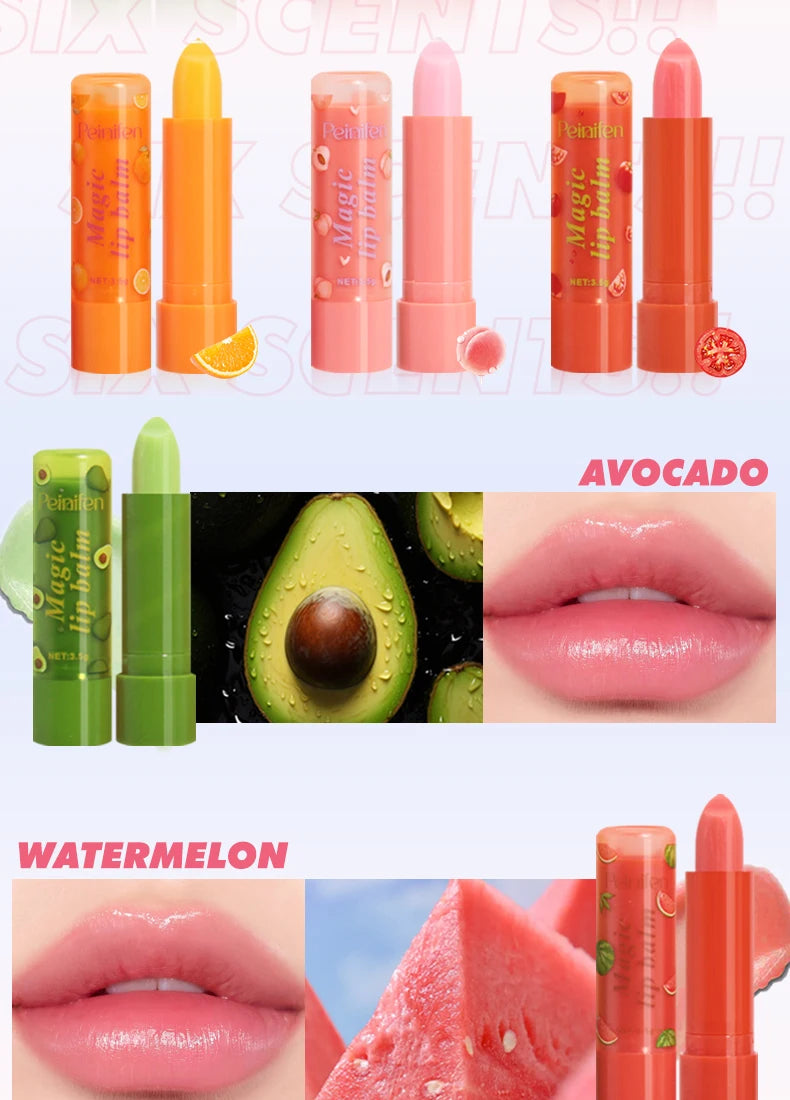 Peinifen Fruit Magic Lip Balm Set Color Changing Moisturizing Lipstick