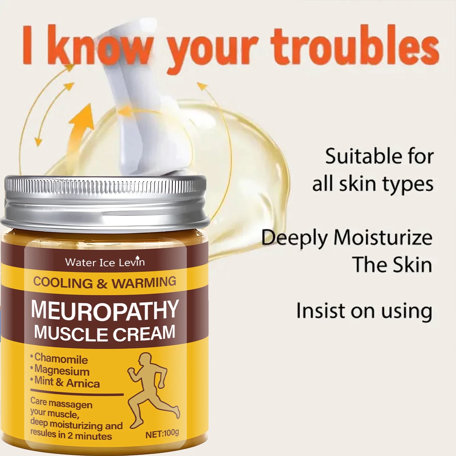 Neuropathy Muscle Cream Cooling Warming Magnesium Recovery Balm 100g - 4