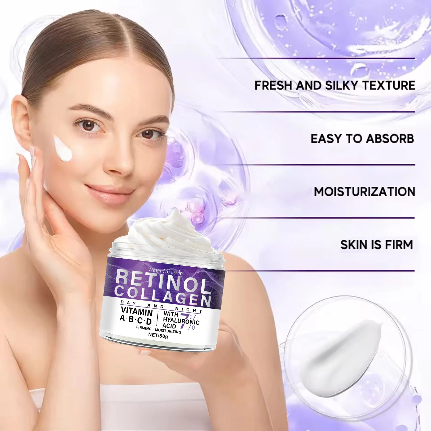 Water Ice Levin Retinol Collagen Face Cream Anti Aging Moisturizer - 5