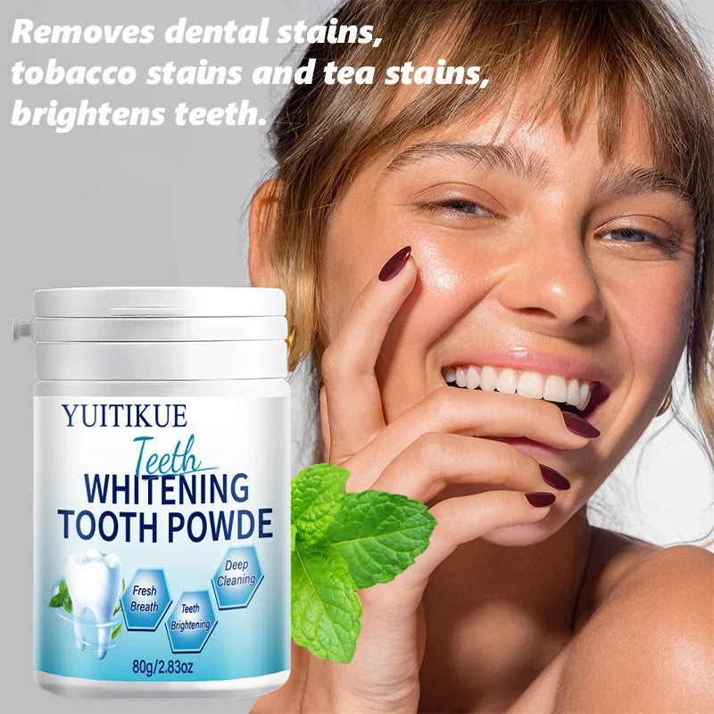 Yuitikue Teeth Whitening Powder Natural Mint Dental Stain Remover 80g
