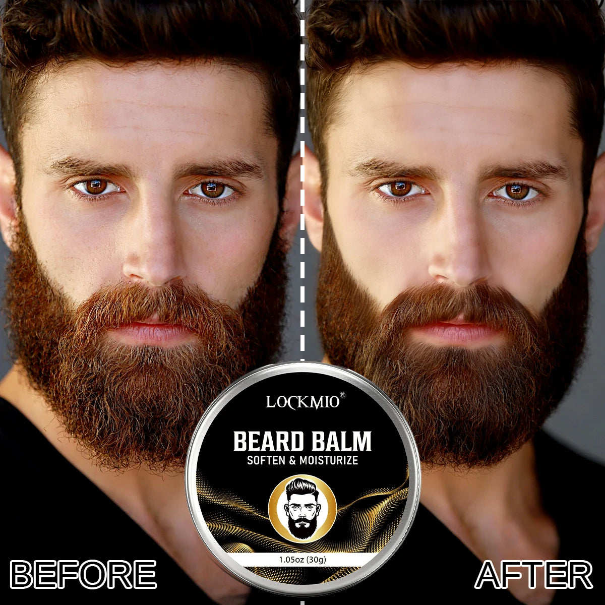 LOCKMIO Beard Care Kit Men Grooming Set Oil Balm and Styling Tools - 17