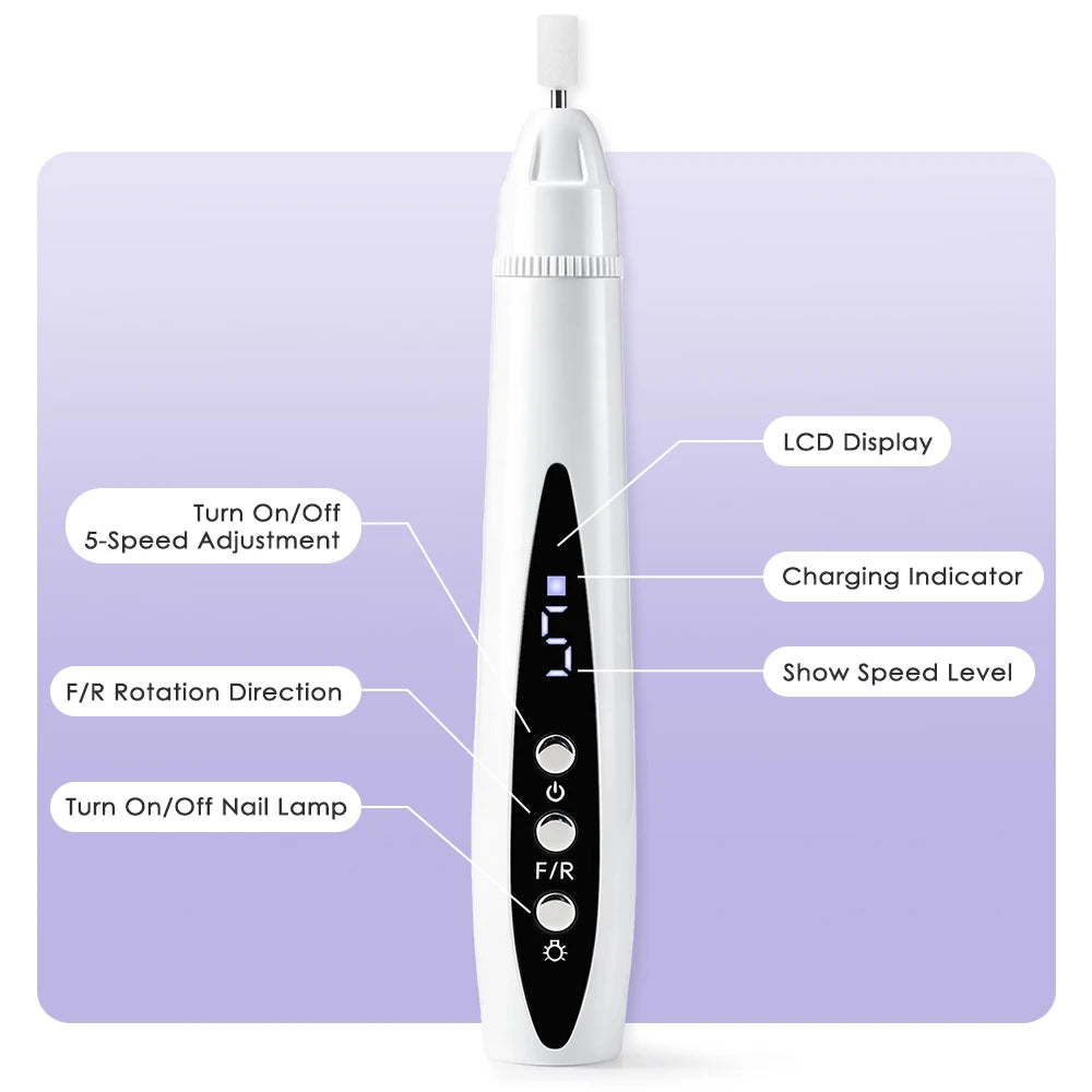 2-in-1 Portable Electric Nail Drill with Built-in UV Lamp