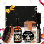 LOCKMIO Beard Care Kit Men Grooming Set Oil Balm and Styling Tools