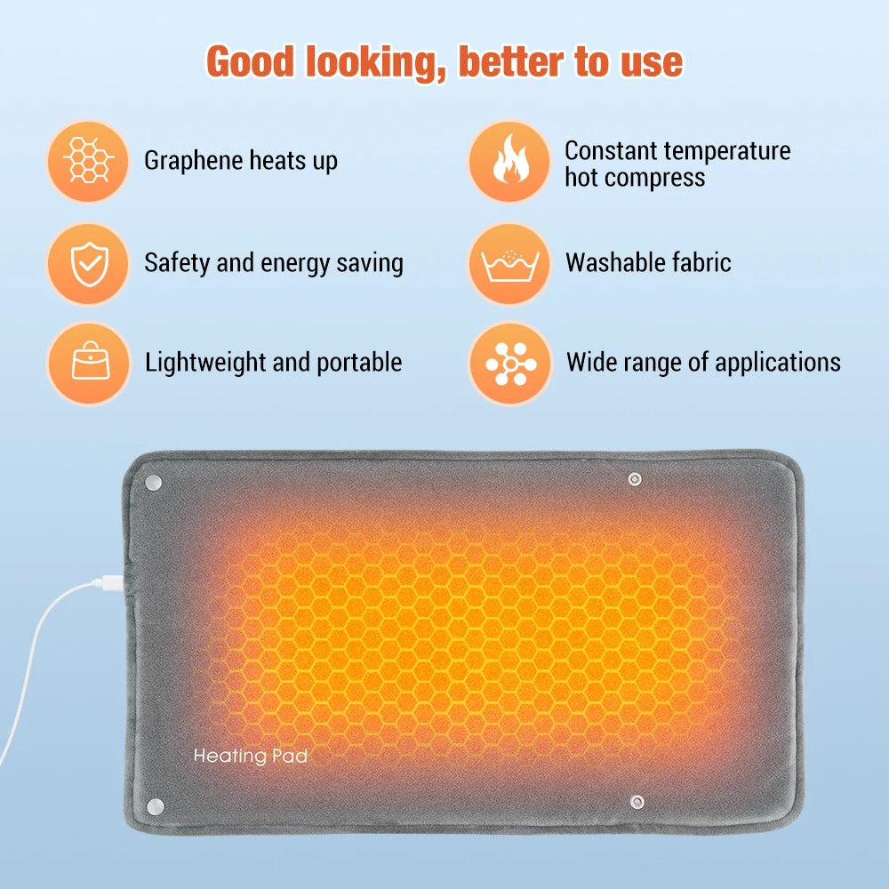 USB Heated Graphene Hand Warmer and Body Heating Pad