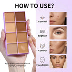 8-Shade Matte Cream Concealer Palette for Full Face Coverage