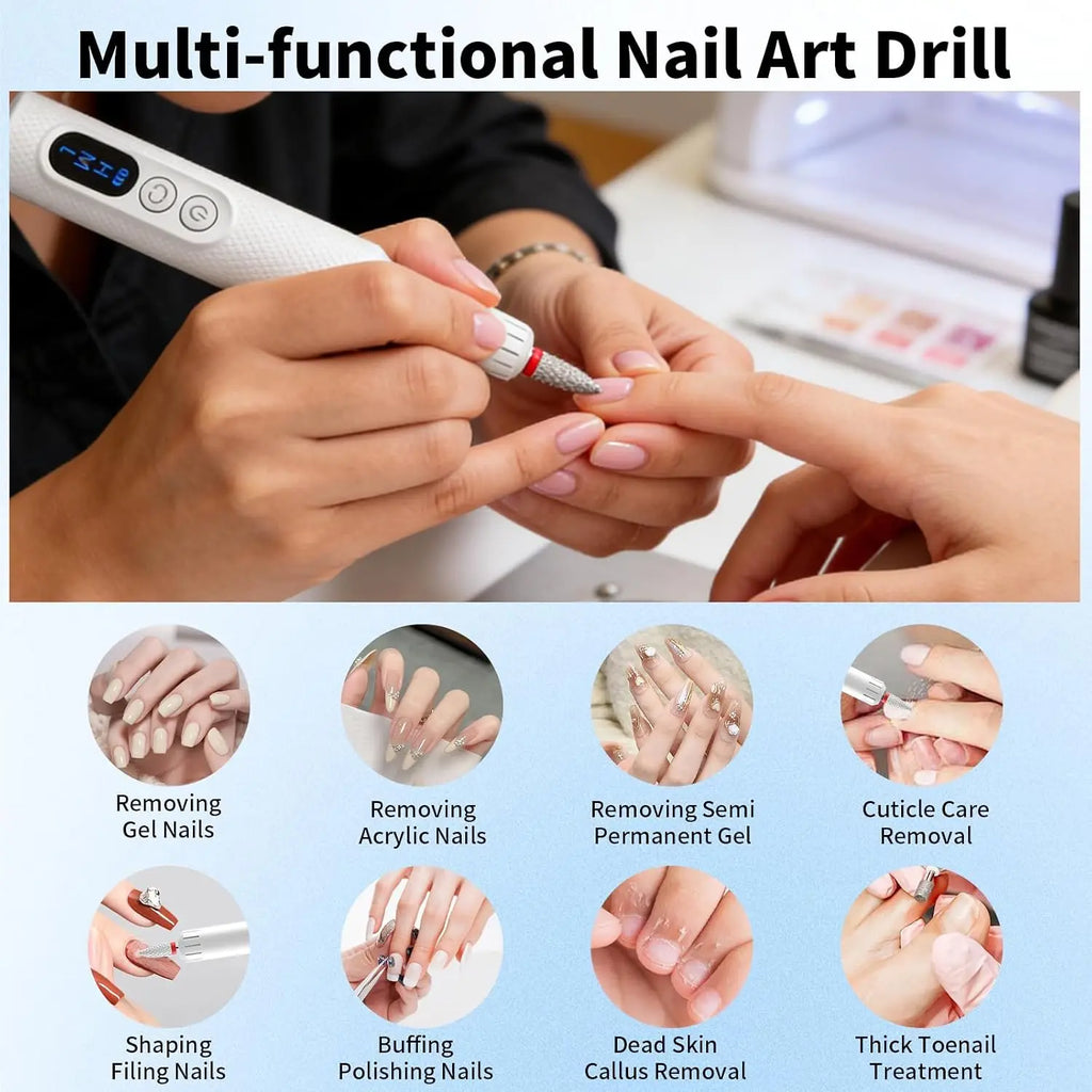 Cordless Electric Nail Drill Set for Manicure and Pedicure