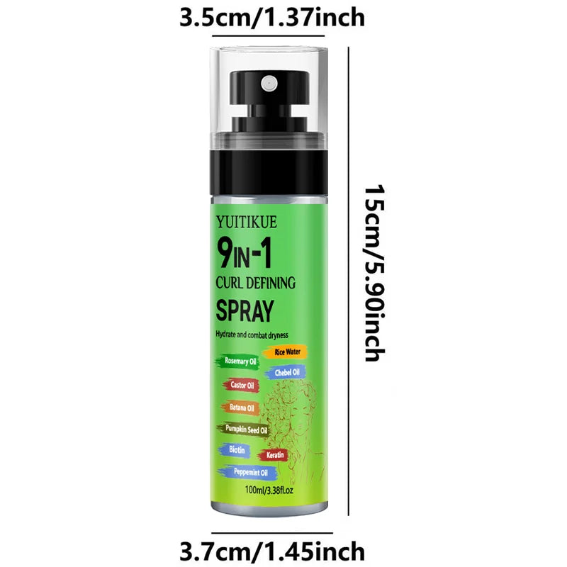 9 in 1 Curl Defining Hair Care Spray with Rosemary and Rice Water 100ml