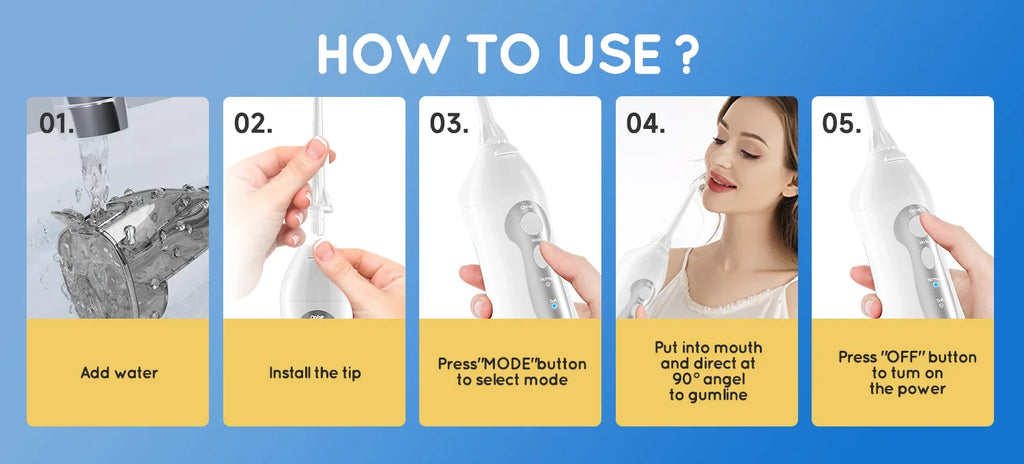 Portable USB Rechargeable Cordless Water Flosser for Oral Care