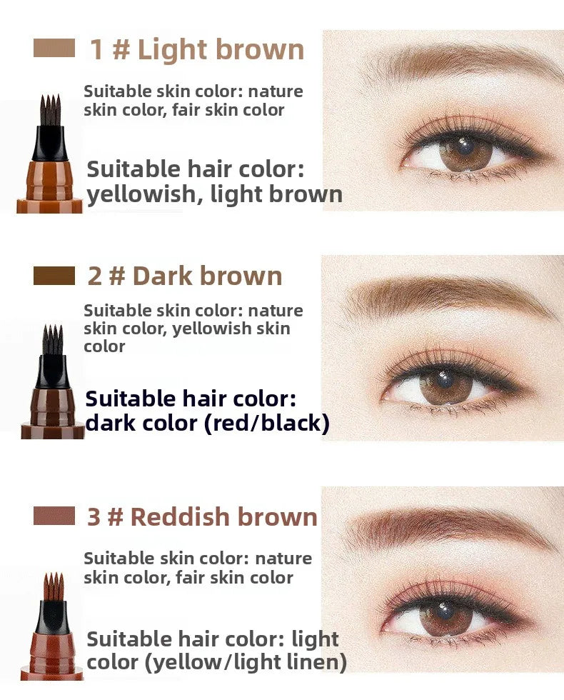 4-Tip Eyebrow Pencil Waterproof Liquid Brow Pen Microblading Pen
