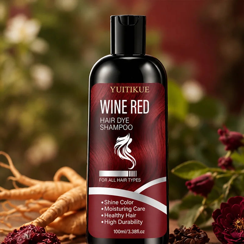 100ml Wine Red Hair Dye Shampoo Moisturizing Color Lock - 11