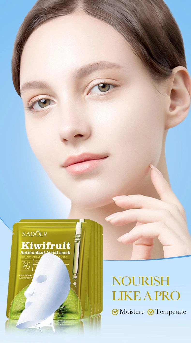 Sadoer Kiwi Fruit Moisturizing Facial Mask Sheet Set