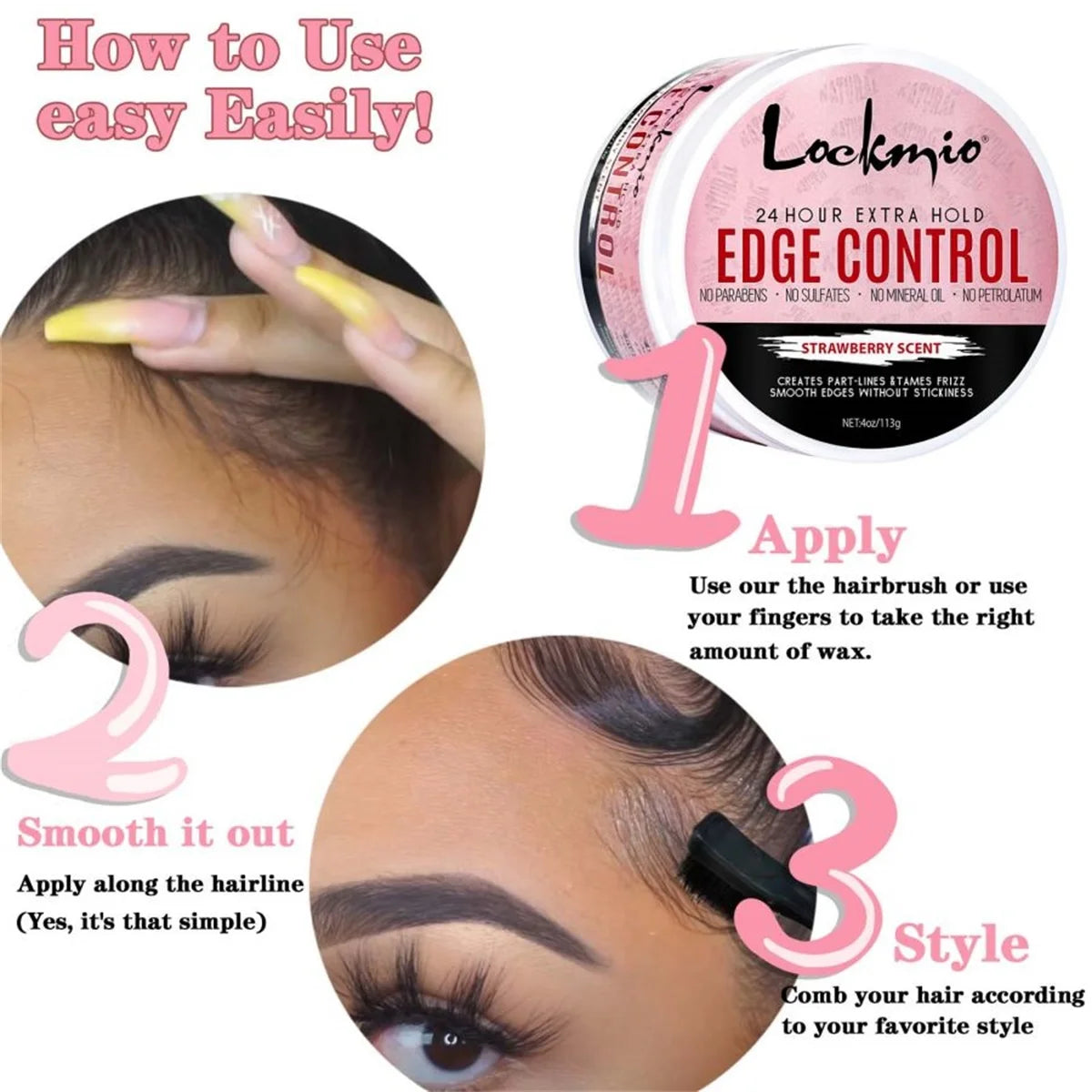 4oz Edge Control Hair Styling Wax for Natural Hair and Wigs