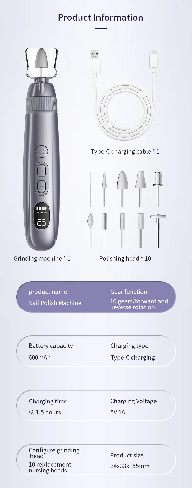 Electric Cordless Nail Drill and Manicure Pedicure Kit - 20