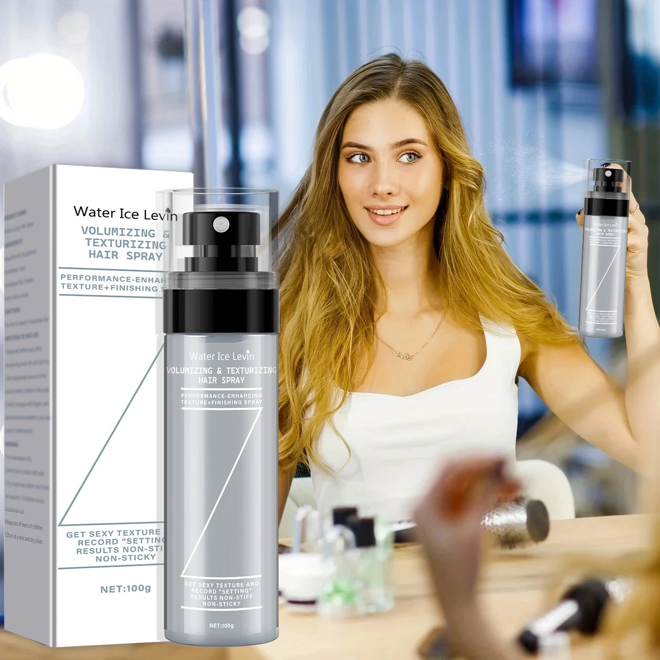 Water Ice Levin Volumizing Hair Spray Texturizing Styling Mist 100ml - 7