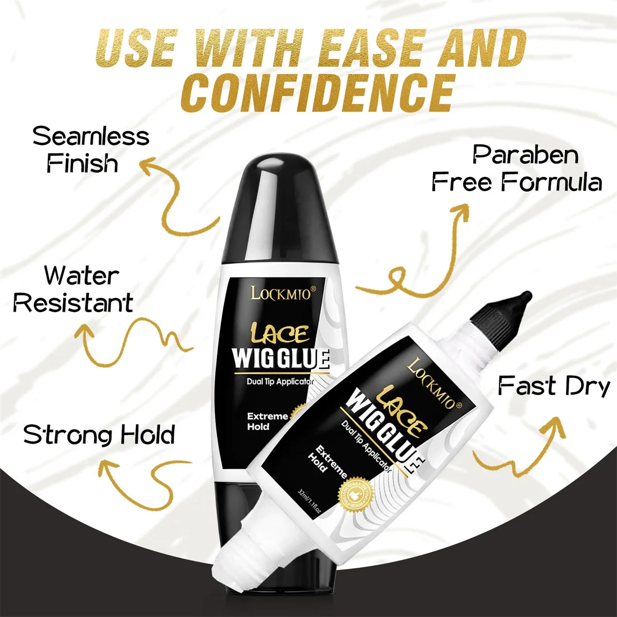Lace Wig Glue Adhesive and Remover Set with Dual Ended Applicator
