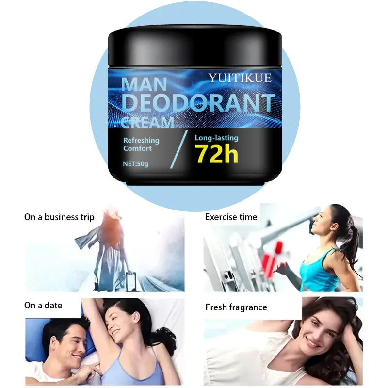YUITIKUE Men Deodorant Cream 50g Long Lasting Antiperspirant Body Stick