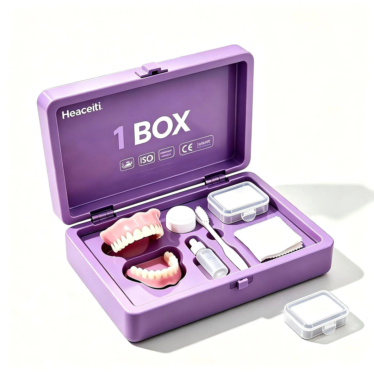 Realistic Cosmetic Denture Set with Portable Storage Case