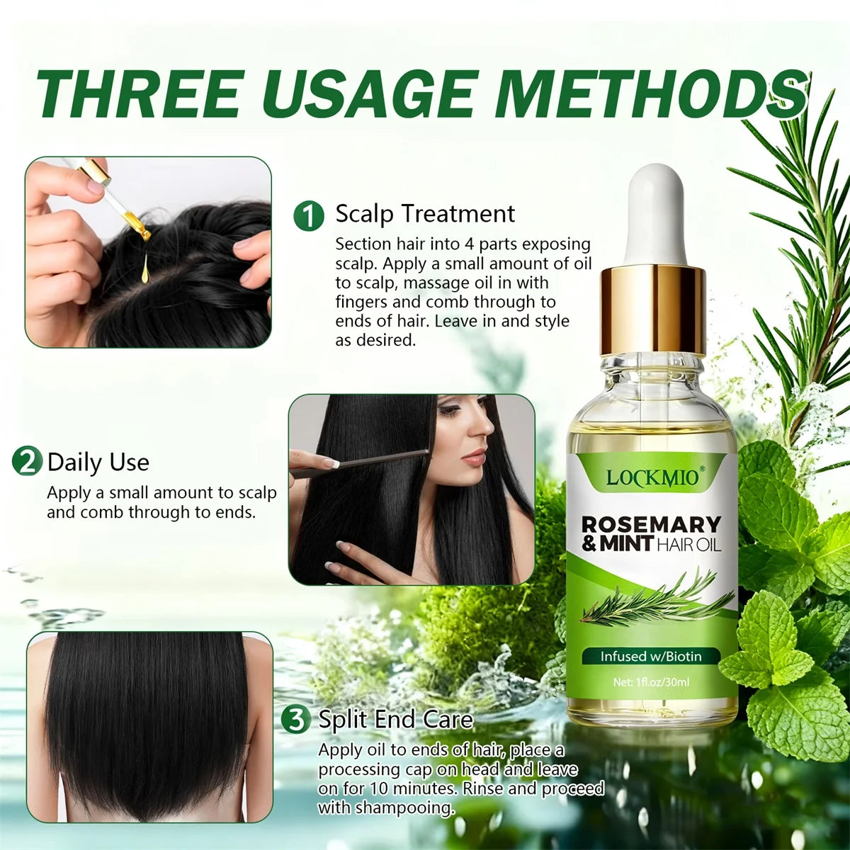 Rosemary Mint Hair Thermal Protection Spray and Nourishing Oil Set