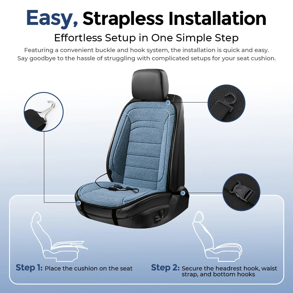 Heated Lambswool Car Seat Cushion for Winter Driving - 5