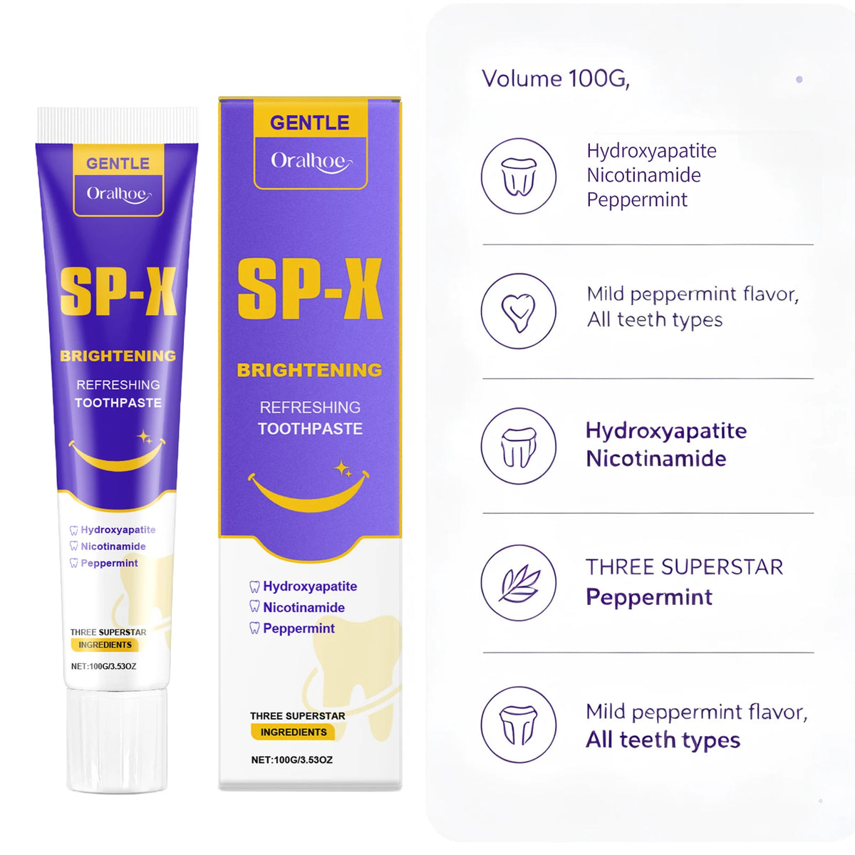 Brightening Toothpaste for Stain Removal and Fresh Breath