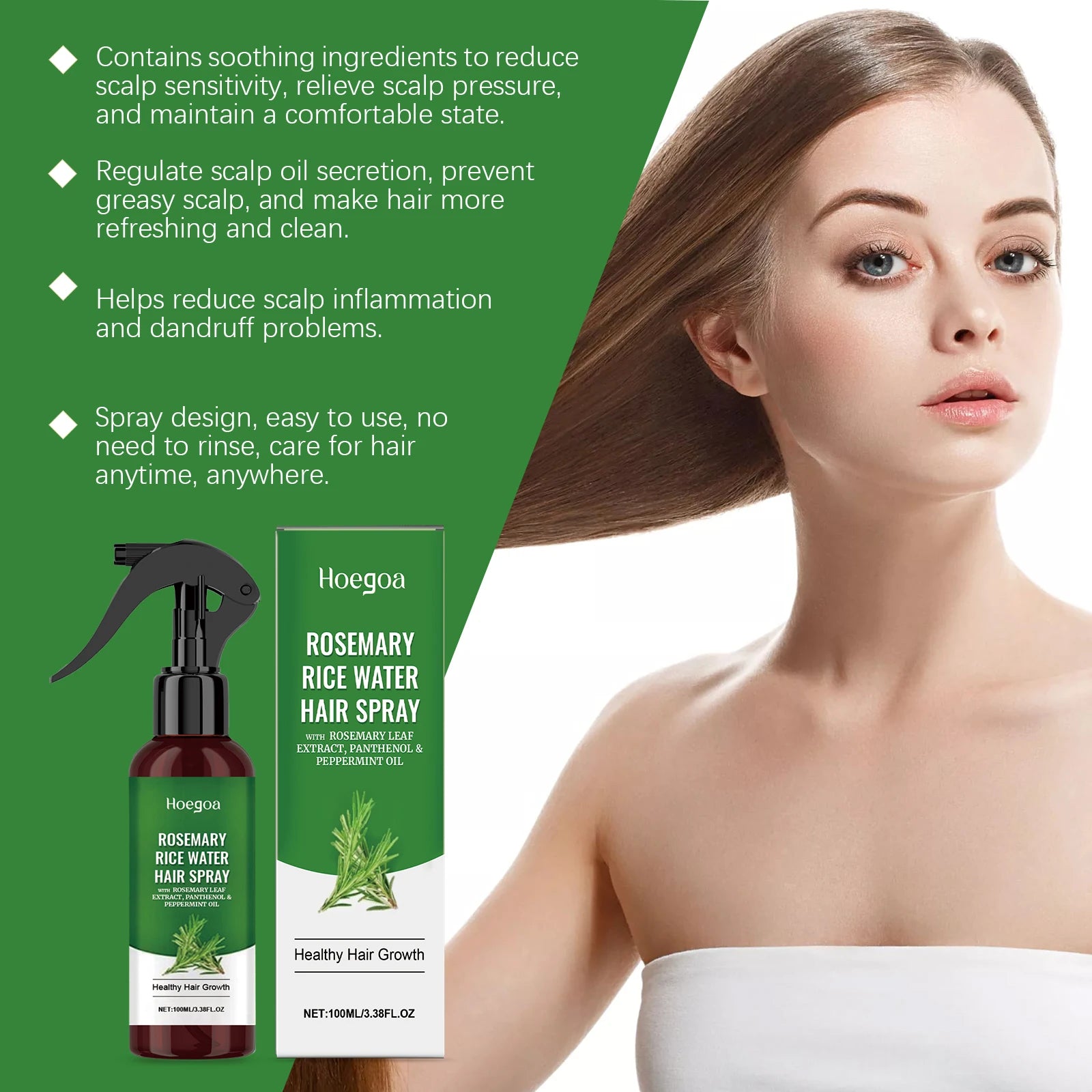 Rosemary Rice Water Hair Growth Spray for Damaged Hair - 16
