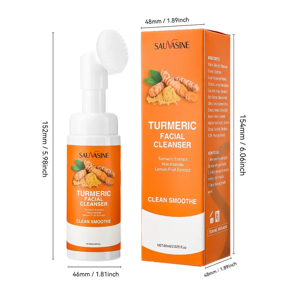 Turmeric Foaming Facial Cleanser with Brush Brightening Face Wash - 8