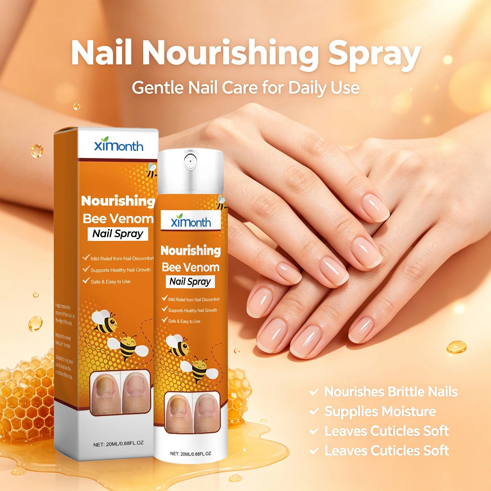Bee Venom Nourishing Nail Spray for Brittle and Discolored Nails - 2