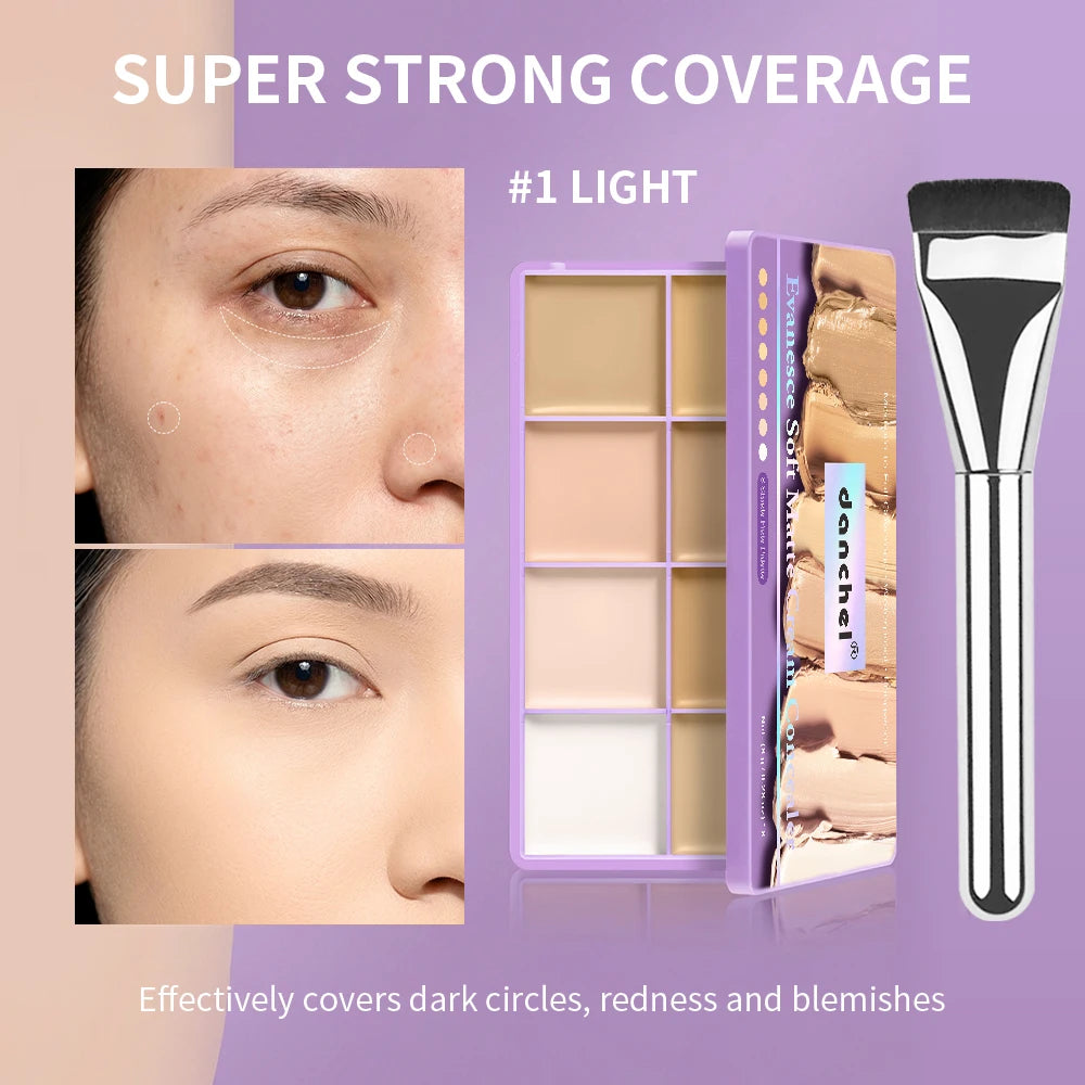 8-Shade Cream Concealer Palette for Face Contouring and Highlighting
