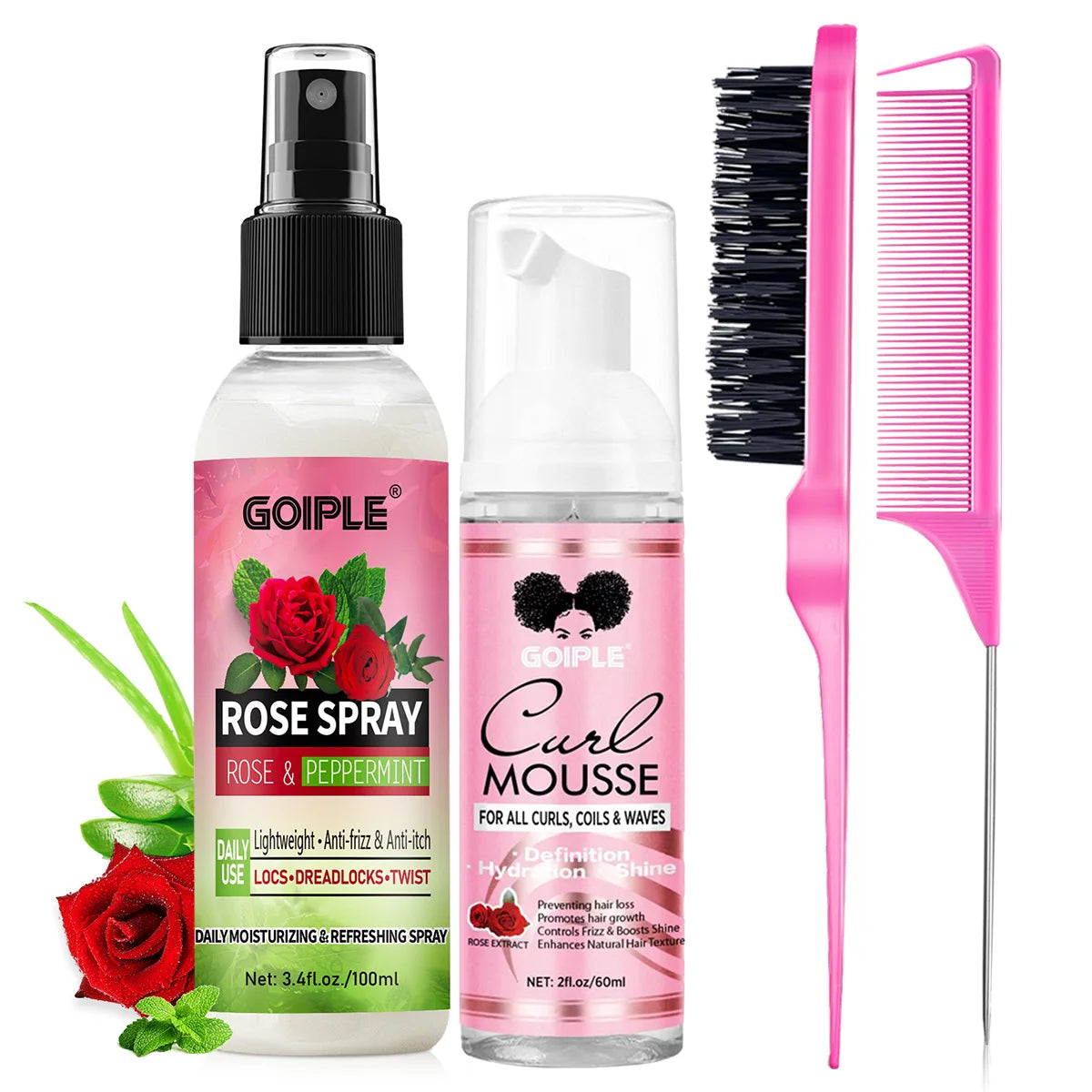 Goiple Rose Mint Hair Styling Set Curl Mousse and Refreshing Spray - 1