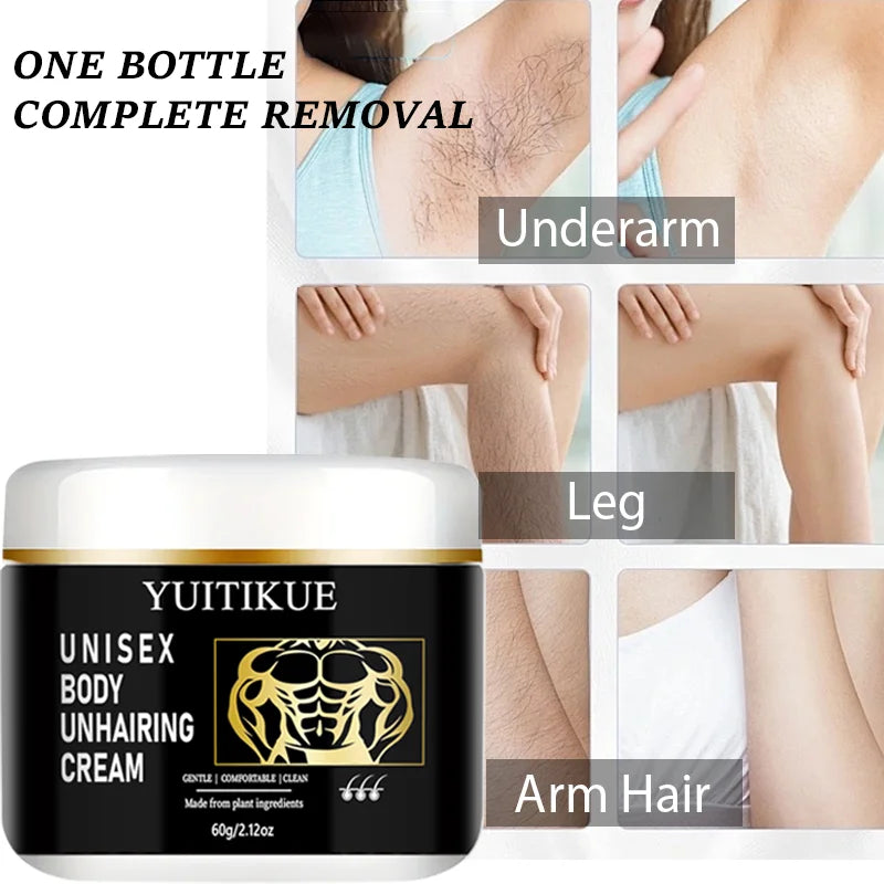 YUITIKUE Unisex Hair Remover Cream Gentle Body Depilatory 60g - 4