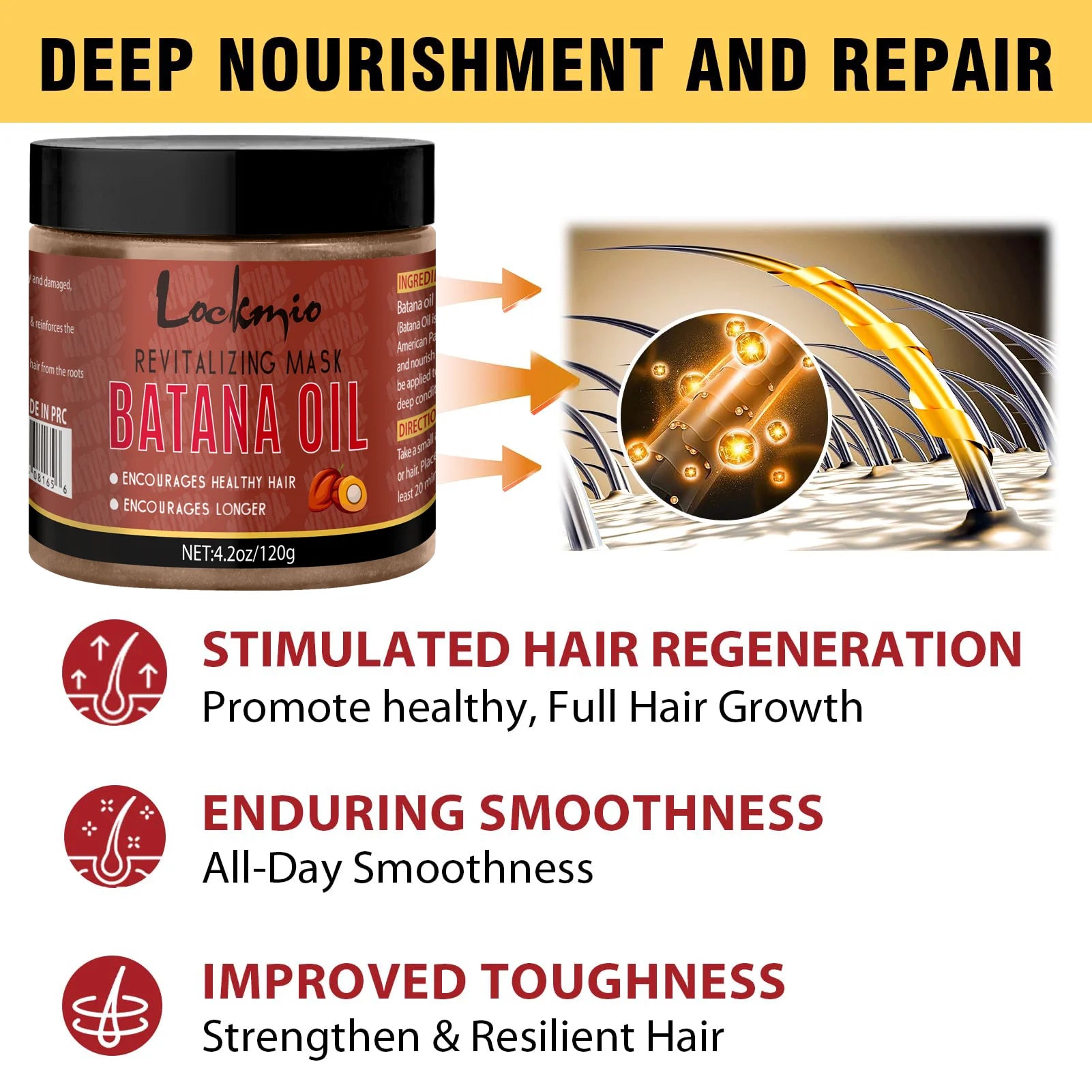 Lockmio Chebe and Batana Oil Hair Care Set for Healthy Nourished Hair - 3