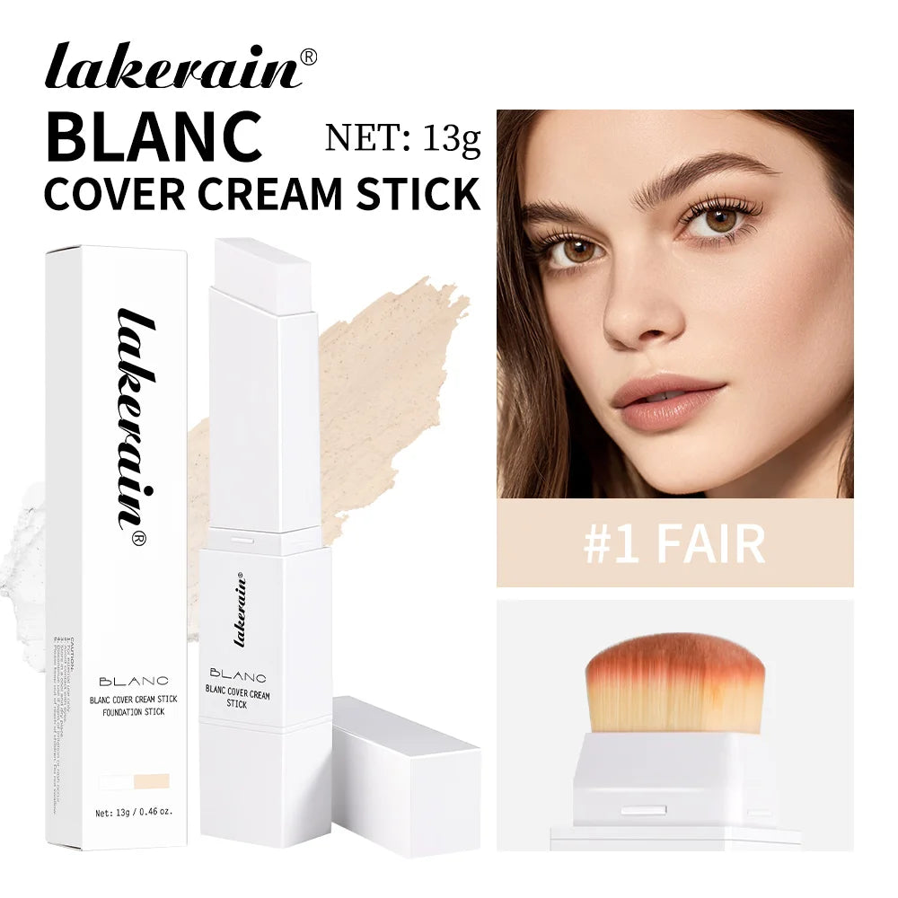 Dual-Ended Waterproof Foundation Stick with Built-in Brush
