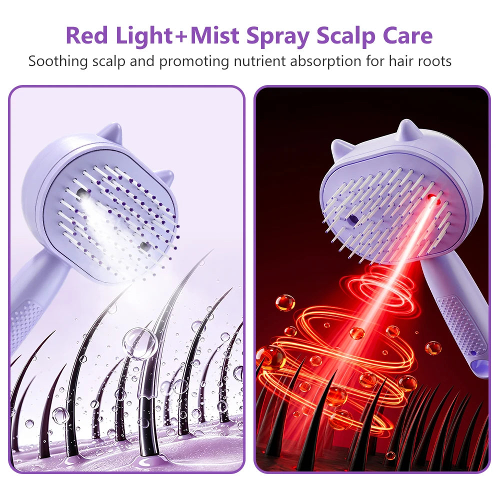 Electric Mist Spray Scalp Massaging Hair Brush