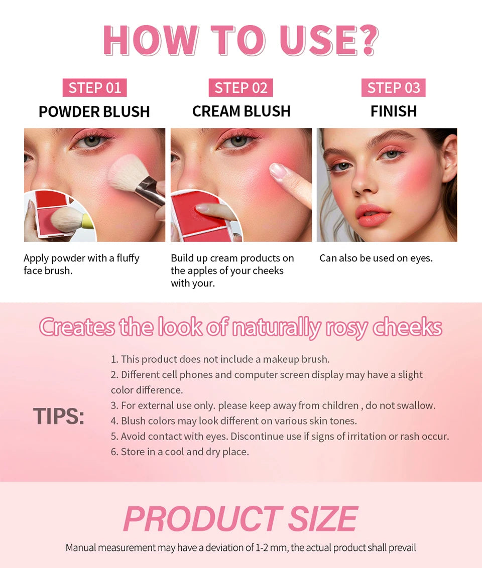 2-in-1 Cream and Powder Blush Palette - 15