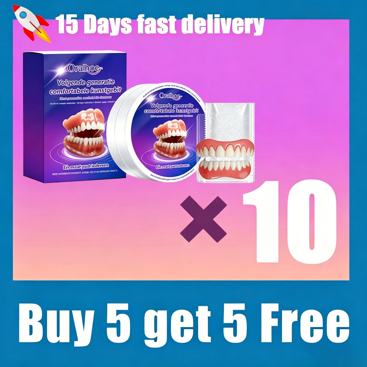 Snap-On Silicone Denture Kit for Instant Natural Smile