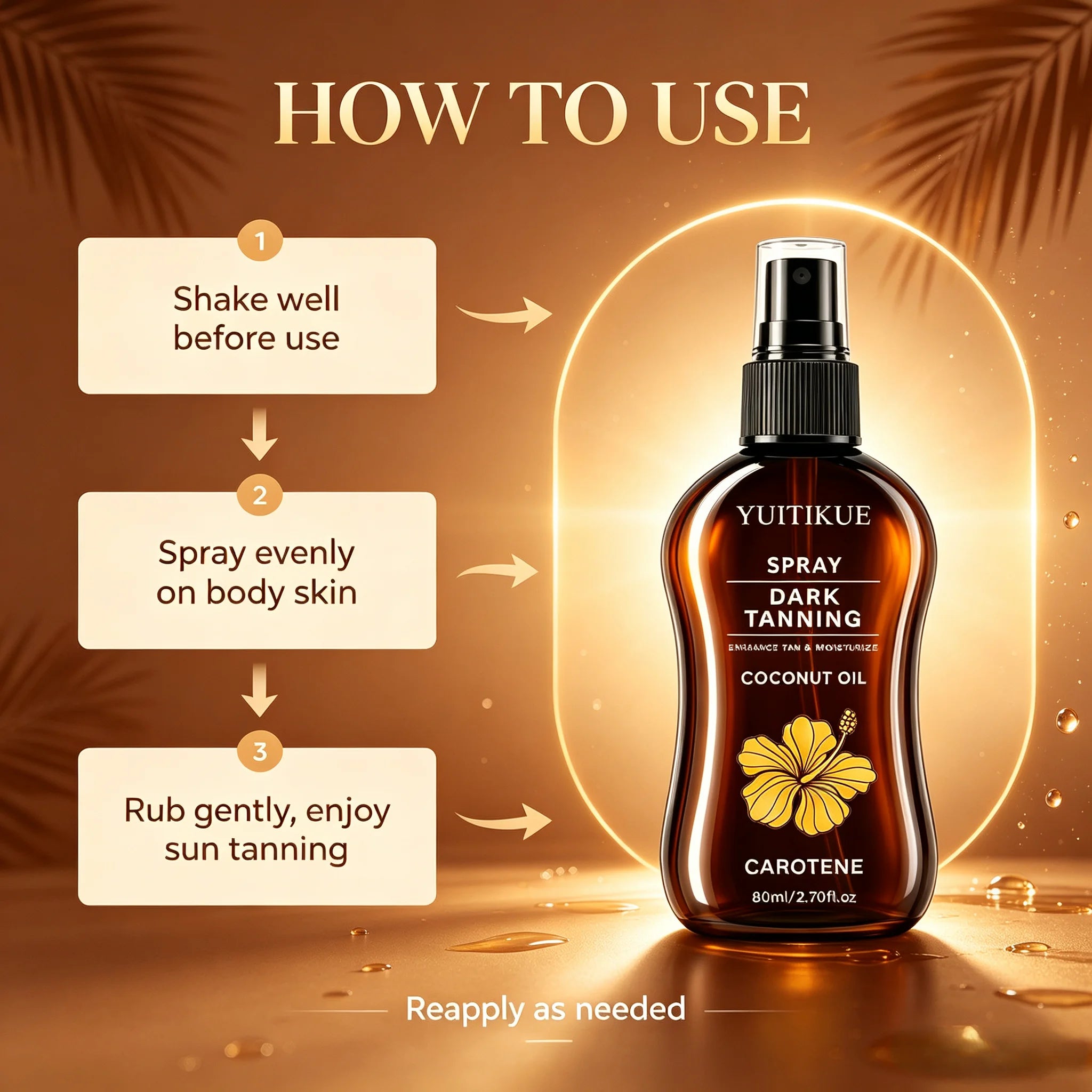 Coconut Oil Dark Tanning Spray With Carotene Moisturizing Sun Tan Oil - 6