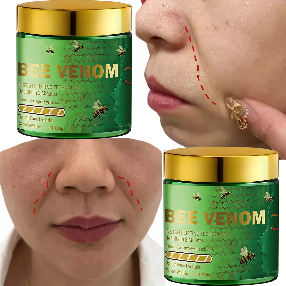 Bee Venom Instant Lifting Cream Anti Wrinkle Tightening Face Moisturizer