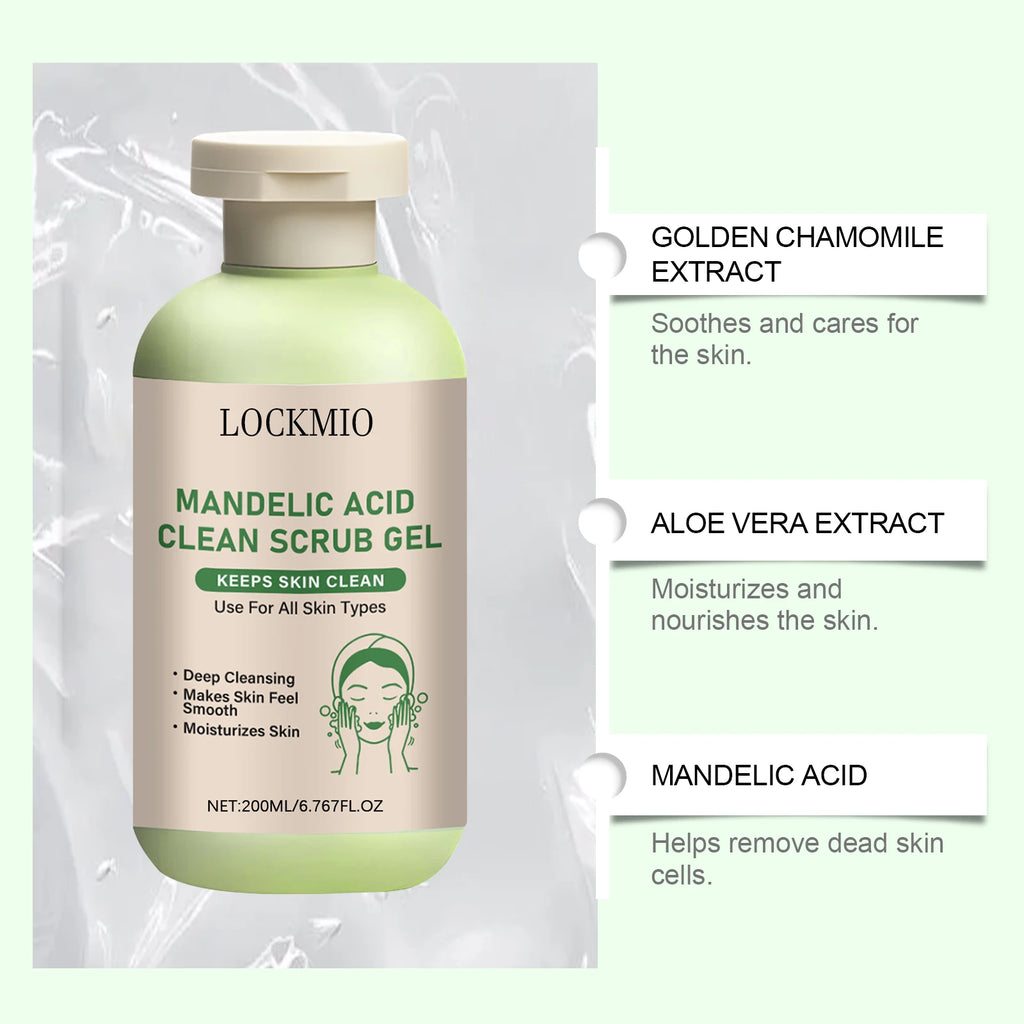 Lockmio Mandelic Acid Facial Exfoliating Scrub Gel Deep Pore Cleanser