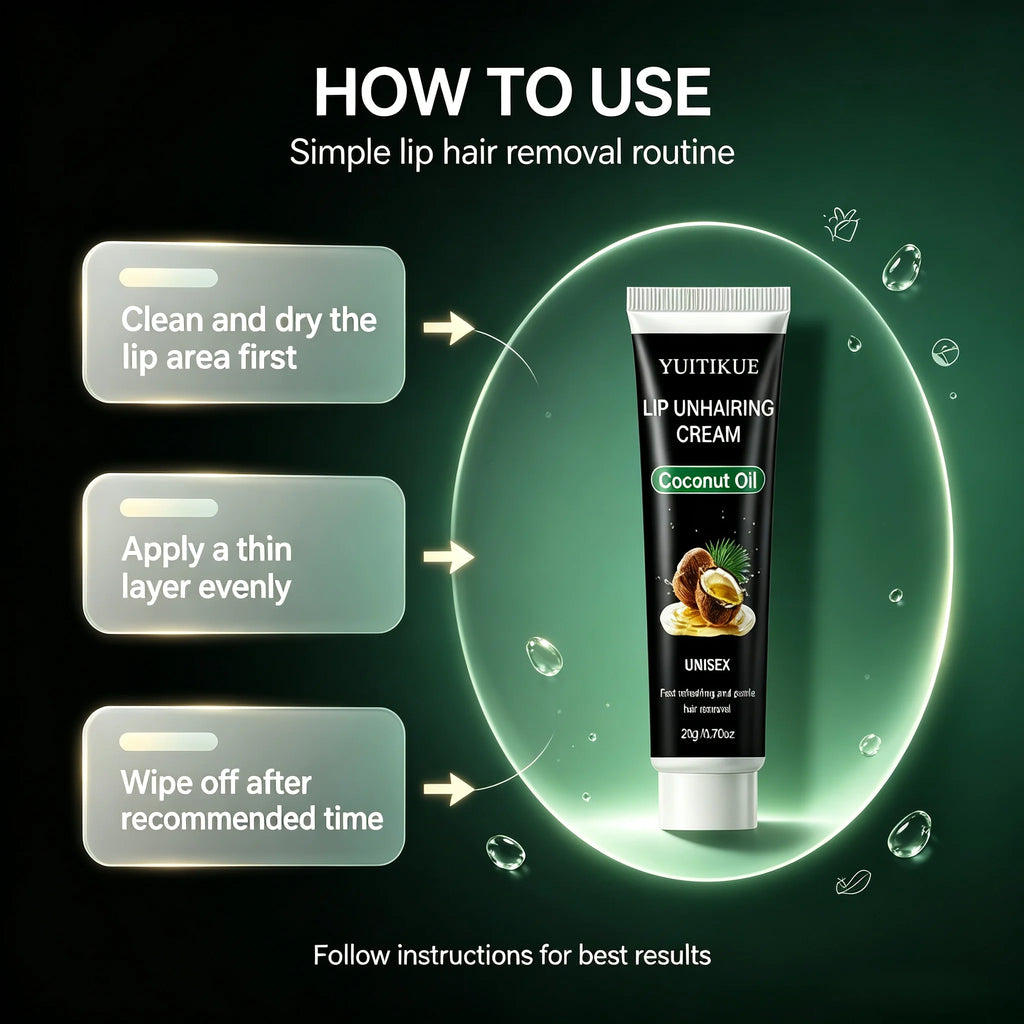 YUITIKUE Coconut Oil Lip Hair Removal Cream Gentle Facial Hair Remover