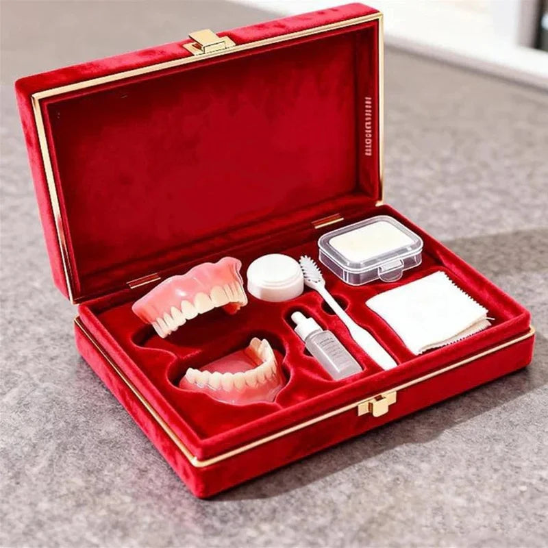 Natural Cosmetic Denture Set with Cleaning Kit