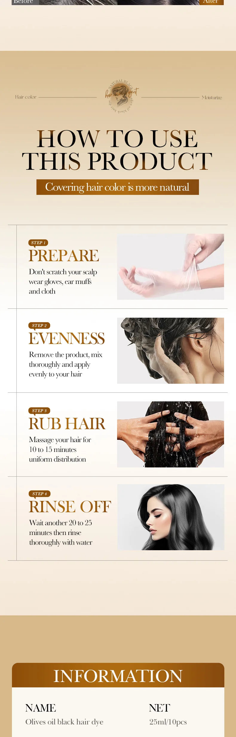 Argan Oil Hair Color Shampoo 4 in 1 Plant Extract Unisex Coloring
