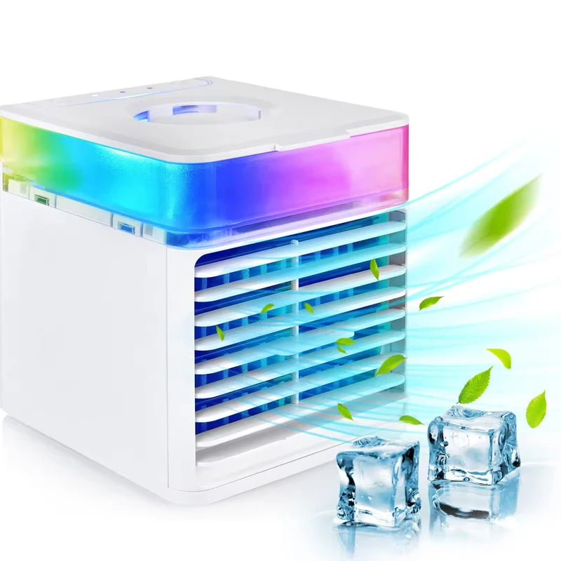 Portable Mini Air Cooler USB Desktop Fan with Humidifier and Night Light - 1