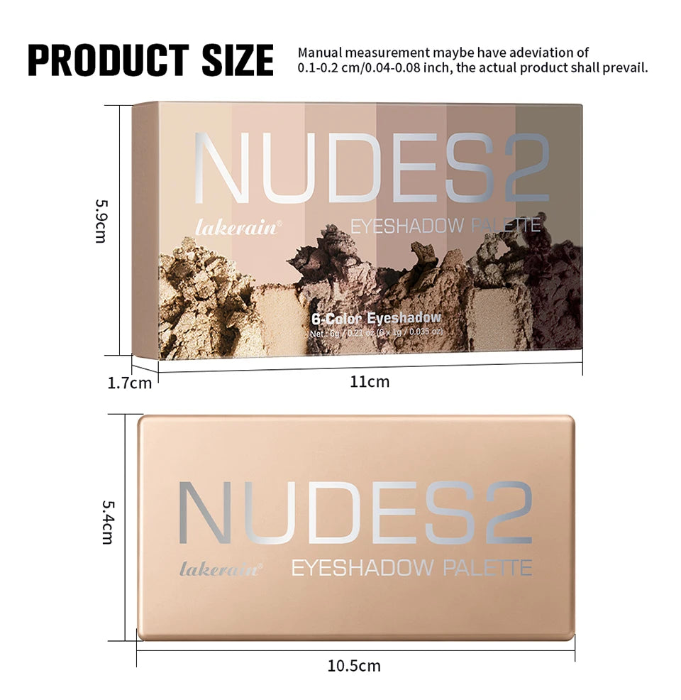 6-Color Matte Eyeshadow Palette with Brush Set - 14