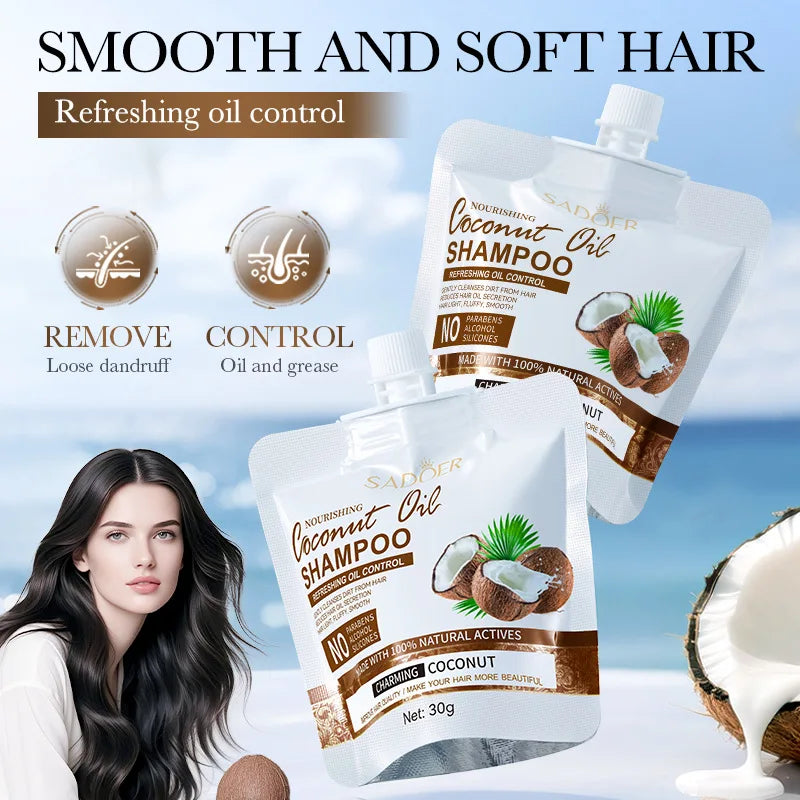 SADOER Nourishing Coconut Oil Shampoo Portable Travel Size Hair Cleanser