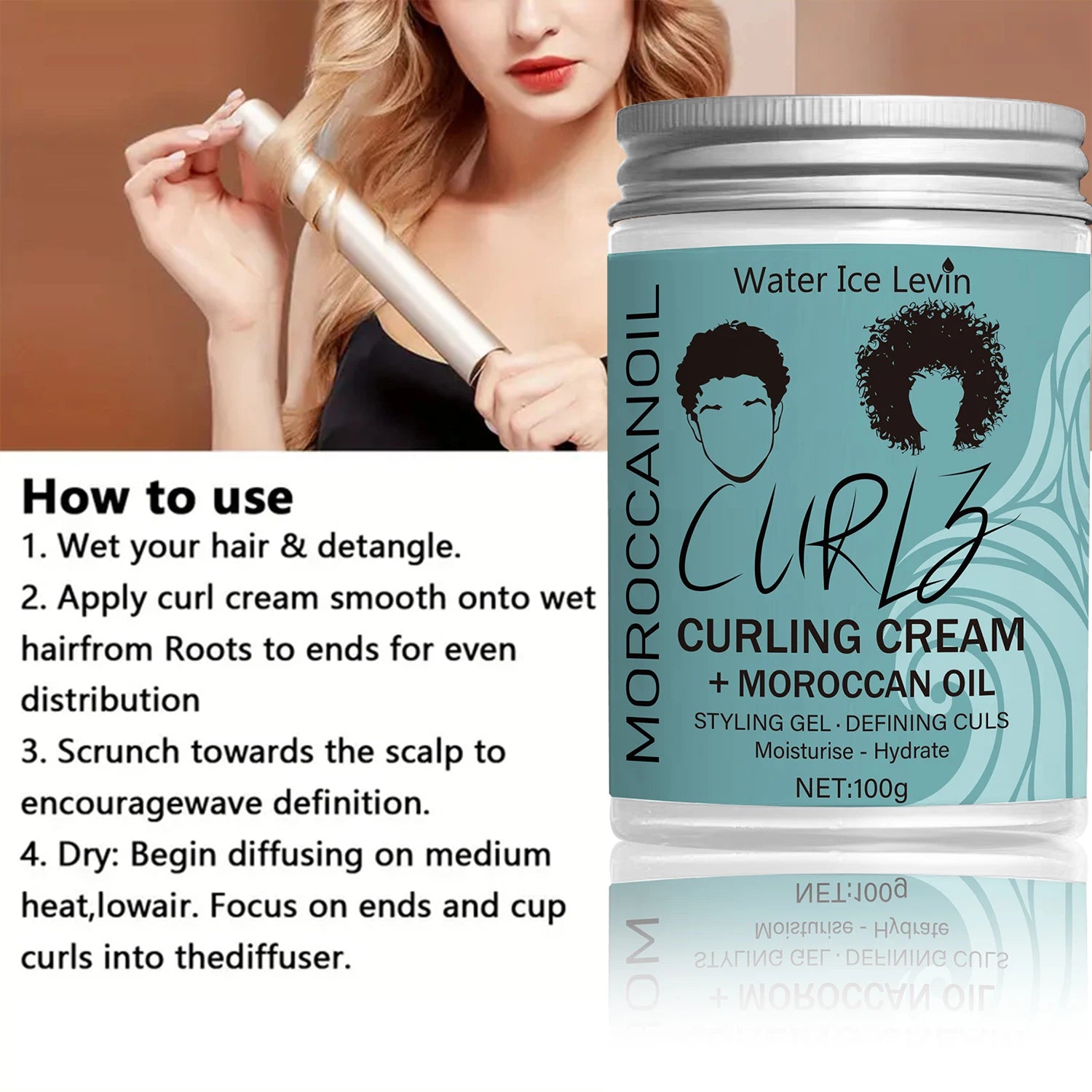 Coconut Oil Curling Cream Hydrating Curl Definition and Frizz Control